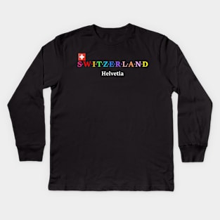 Switzerland, Helvetia. (Flag Version) Kids Long Sleeve T-Shirt